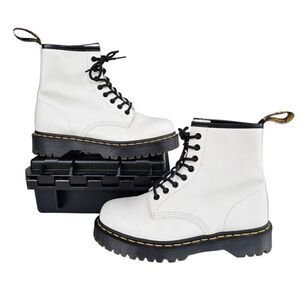 Dr. Martens Jadon White Leather Platform Boots Womens US 9 / Mens 8 EU 41